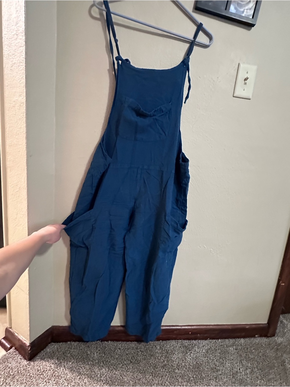 EARTHBOUND Deep Teal Adjustable Strap Cotton Jumpsuit